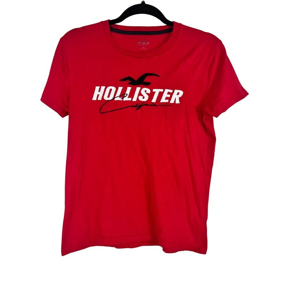Hollister‎ Graphic Tee Red XS Embroidery Y2K Grunge Classic Colorful 80s Retro